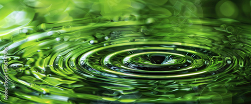 A closeup of ripples in water  with green and blue tones creating an abstract background