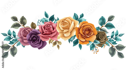 Colorful crown of leaves with roses floral design vector photo