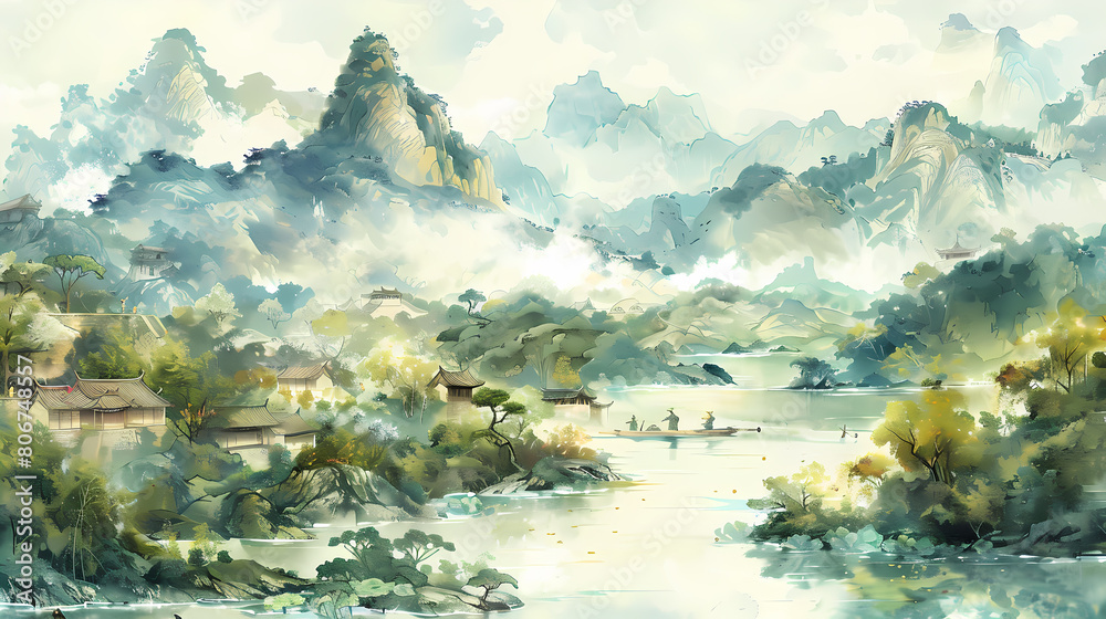Obraz premium mountains, landscape, nature, hand drawn, illustration