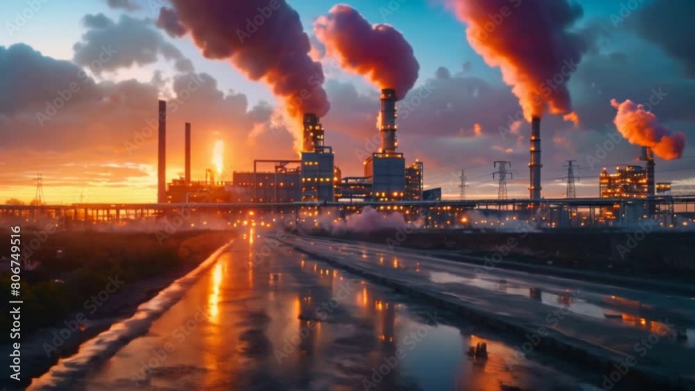 A factory burning waste to generate electricity. A factory burning waste to generate electricity.