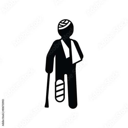 Injured person black and white illustration