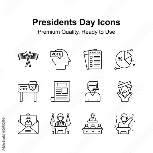Visually perfect presidents day icon set, customizable vectors