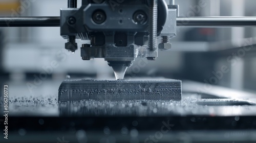 A close-up of a 3D printer bed lifting to reveal a completed object, highlighting the layer-by-layer construction process.