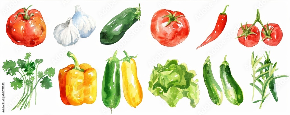 Vibrant Watercolor Vegetables Illustration Vibrant Watercolor Vegetables Illustration