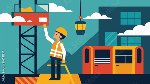 Despite the heat and noise the operator remains calm and composed using their expertise to guide each lift with precision.. Vector illustration