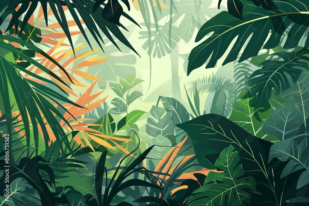 Green jungle scene summer background