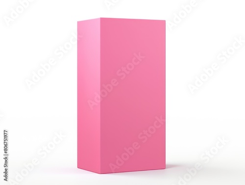 Pink tall product box copy space is isolated against a white background for ad advertising sale alert or news blank copyspace for design text photo website 