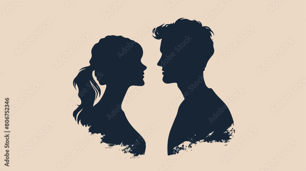 Couple of woman and man silhouette style icon design
