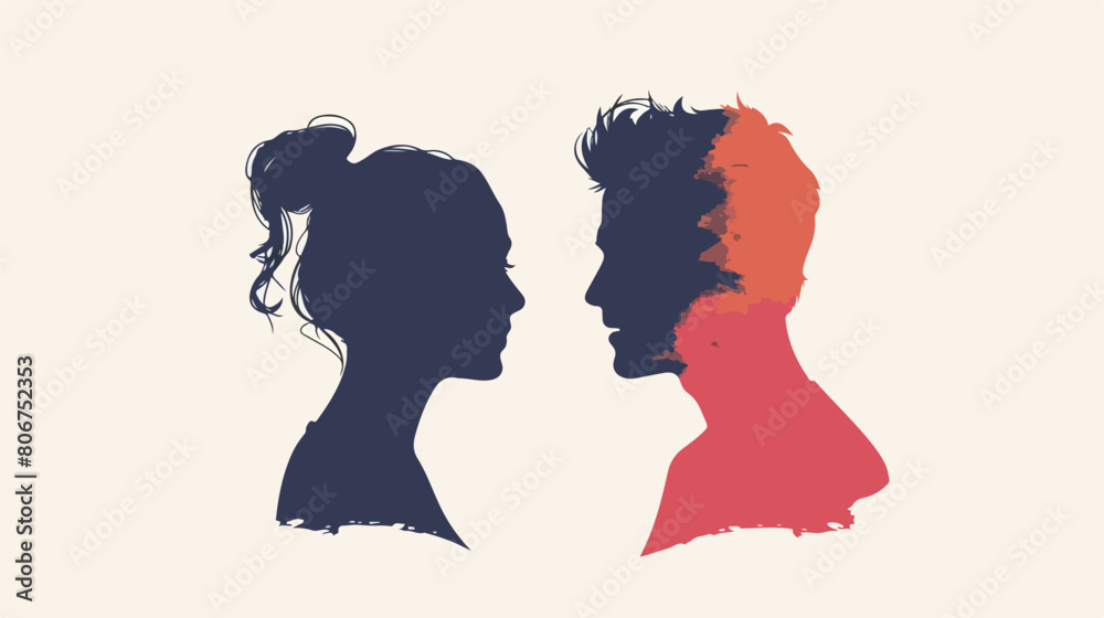 Couple of woman and man silhouette style icon design