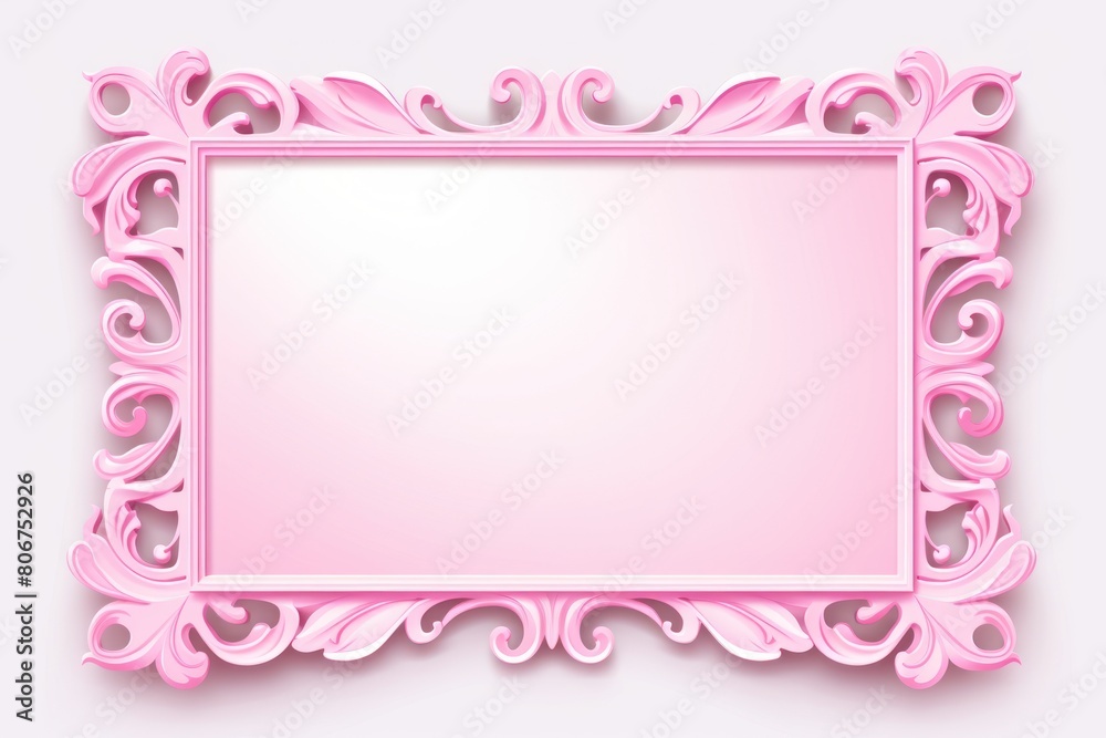 Pink traditional rectangular frame on white background design for headline logo or sale banner blank copyspace for design text photo website web 