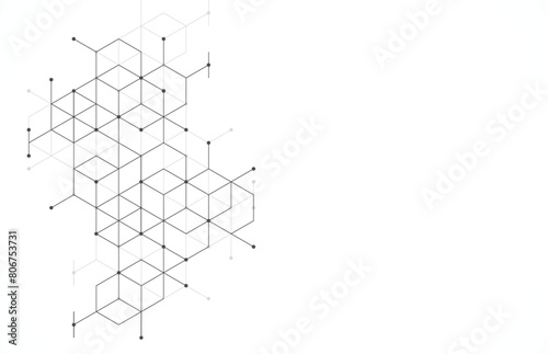 Abstract geometric boxes pattern dot line connection background. Modern technology with square mesh. Geometric on white background with lines. Cube cell. Vector illustration