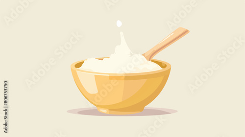Cream inside bowl ine and fill style icon design dair