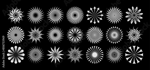 Luxury line sharp sun circle logo template set