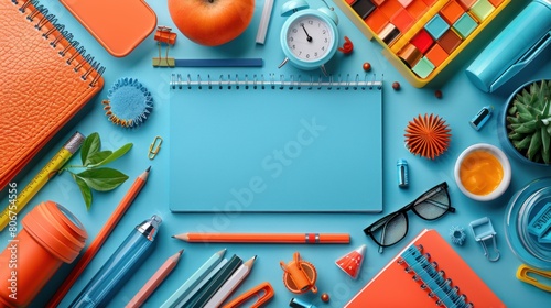 table with school supplies teacher s day background