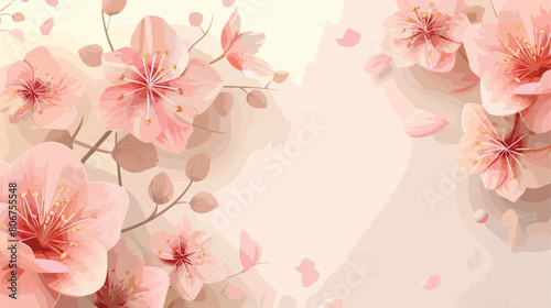 Cute background with pink flowers with space for copy