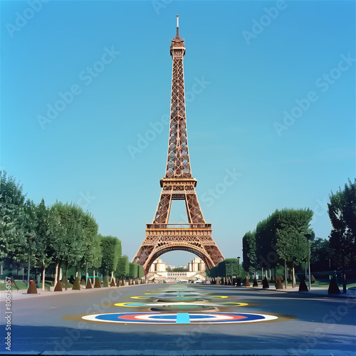 Eiffel Tower on the eve of the Olympic Games