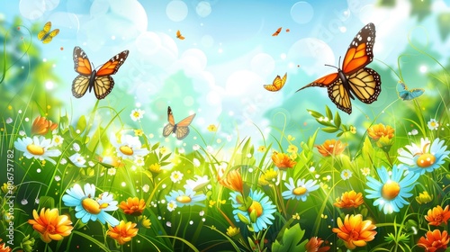 Spring Nature Background On A Sunny Day  Capturing The Vibrancy And Vitality Of The Season  Evoking Feelings Of Joy And Renewal  Cartoon Background
