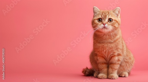Scottish Fold Cat on Colored Background