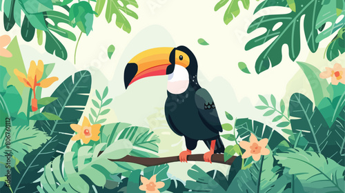 Cute toucan in the jungle Vector illustration. Vector © Roses