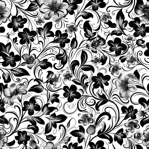 background light black and white floral pattern