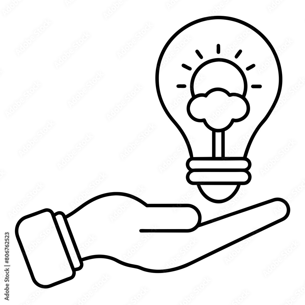 light bulb icon with hand vector illustration
