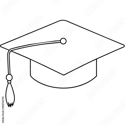 Gradutation Hat Line Art Vector Illustration