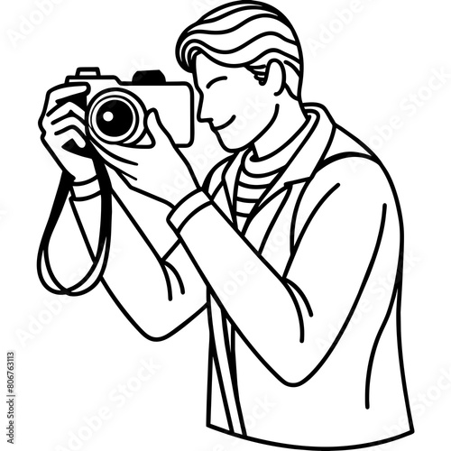 Man taking photography with a camera vector illustration