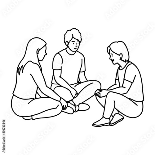 A group of people discussing vector illustration