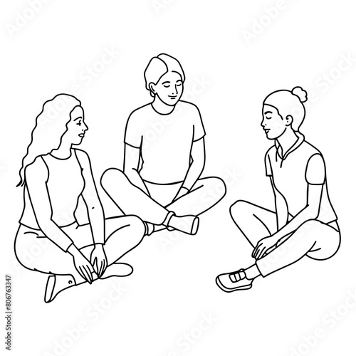 A group of people discussing vector illustration