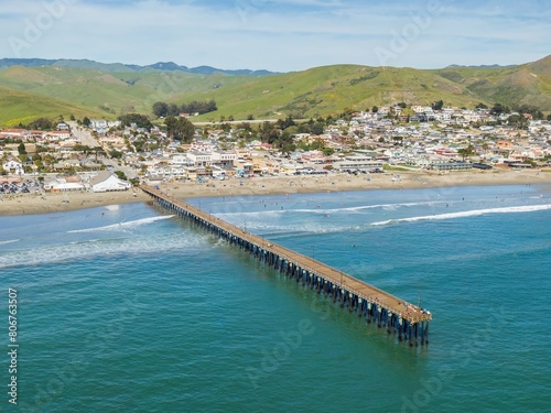 Pier and beach in Cayucos, California, United States of America. photo