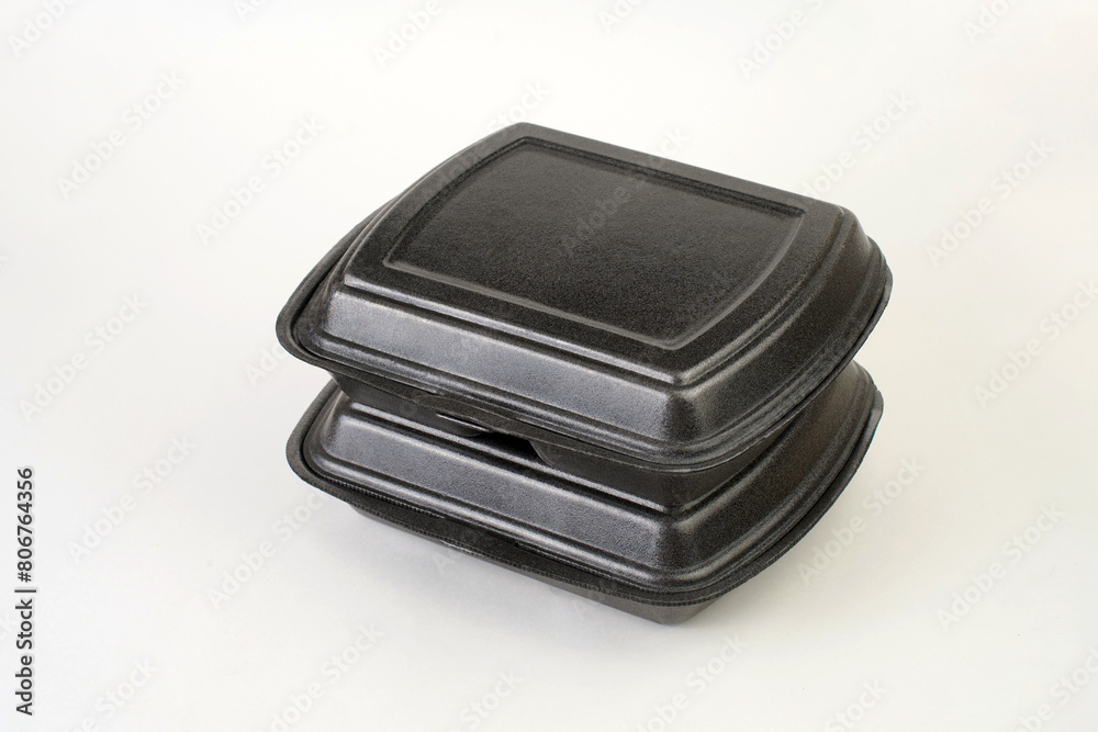 Disposable food container on a white background with copy space Disposable food container on a white background with copy space