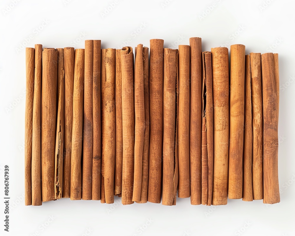 Fresh organic aromatic cinnamon sticks spice on white background. Fresh organic aromatic cinnamon sticks spice on white background.