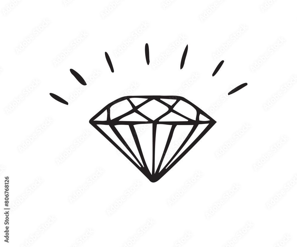 Diamond doodle icon hand drawn style. Outline Diamond doodle icon hand drawn style. Outline