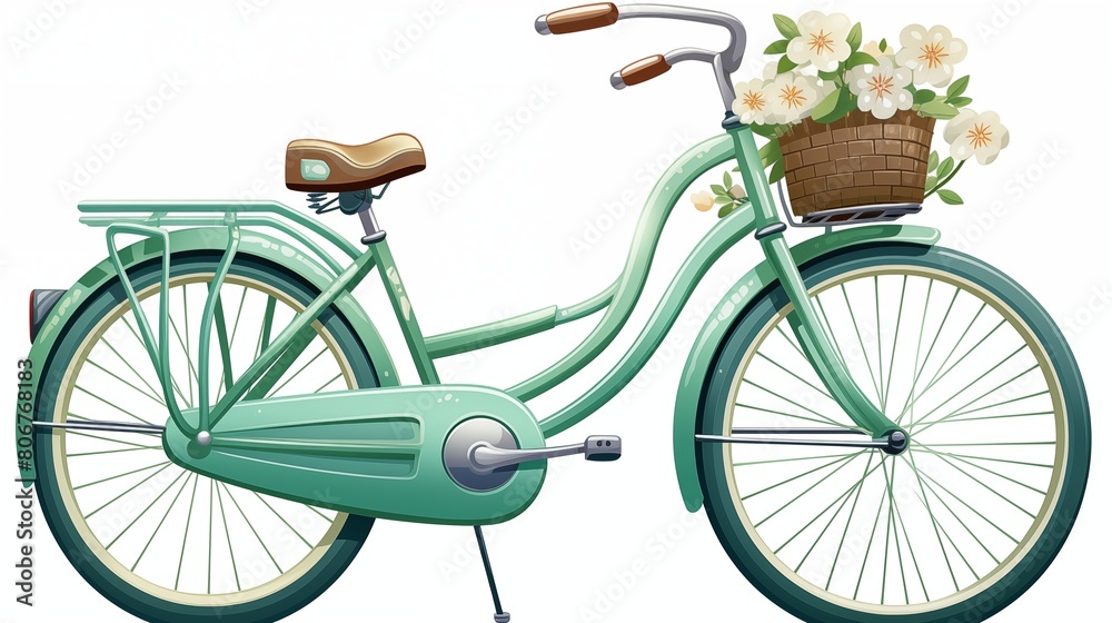 A vintage bicycle with a wicker basket and old-style handlebars