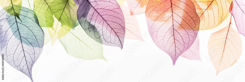 Obraz premium Pastel transparent leaf structure with cells isolated on a white background