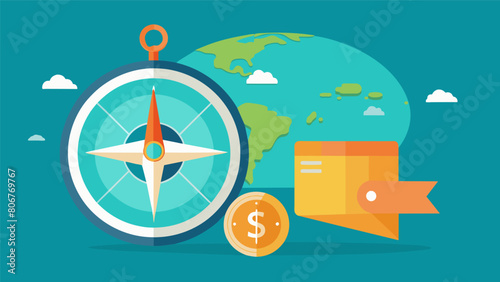 A compass and a map symbolizing the need for careful planning and direction when choosing an income share agreement as a od for repaying student. Vector illustration