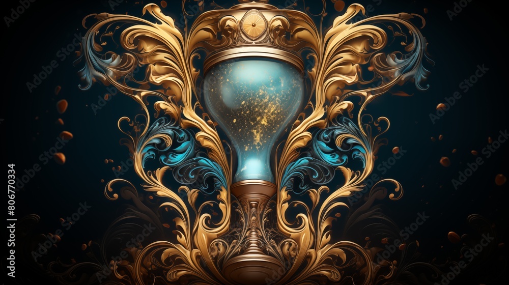 Fototapeta premium An antique ornate hourglass with golden sand