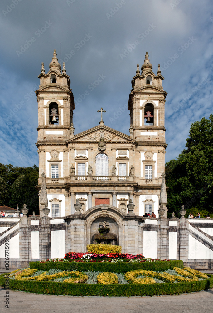 staircase and statues at bom jesus do monte sanctuary in braga, portugal