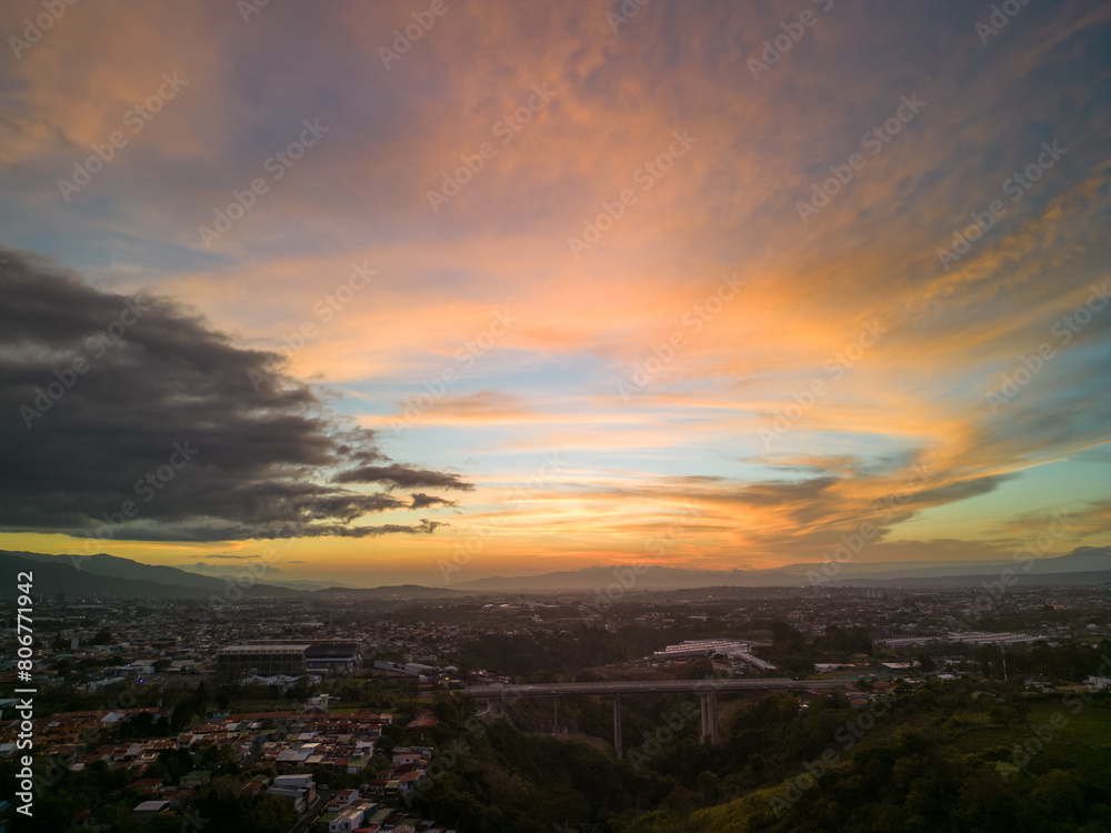 Scenic sunset view in San Jose, Costa Rica