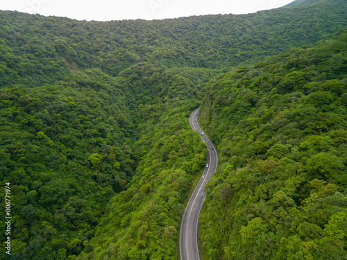 Aerial view of scenic Zurqui route in Costa Rica