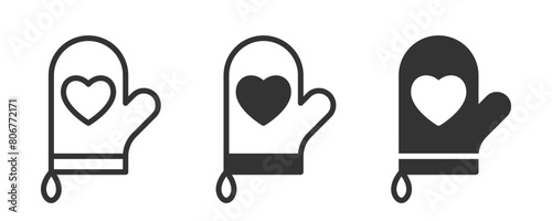 Kitchen glove icon with heart shape on it. Vector illustration.