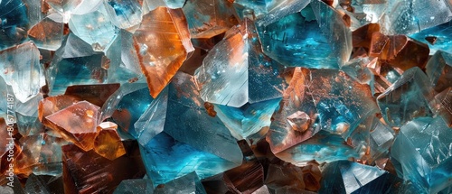 Saturated solution of a copper sulfate with crystal seed growth photo