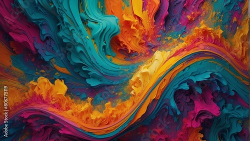 A dynamic and colorful abstract paint splash texture