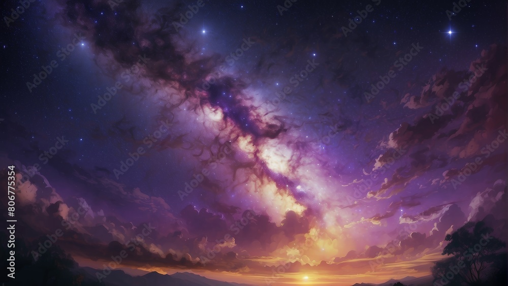 Twilight sky with stars over silhouetted mountains Twilight sky with stars over silhouetted mountains