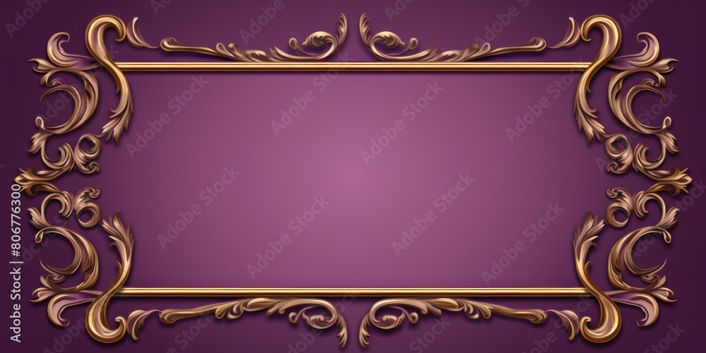 Purple traditional rectangular frame on white background design for headline logo or sale banner blank copyspace for design text photo website web 