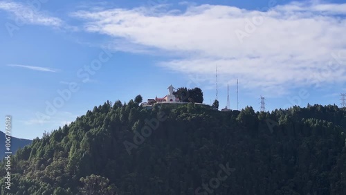 Virgen De Guadalupe Sanctuary At Bogota In District Capital Colombia. Religion Background. Sanctuary Landscape. Bogota At District Capital Colombia. Basilica Church Aerial View. Guadalupe Virgen. photo