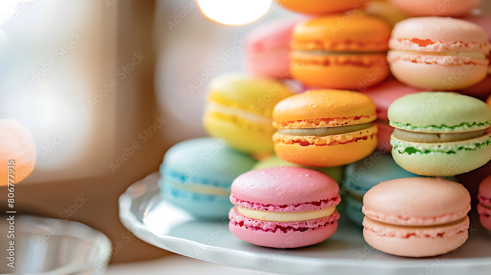 Fototapeta premium Macarons, colorfur dessert, gourmet sweets, food photography