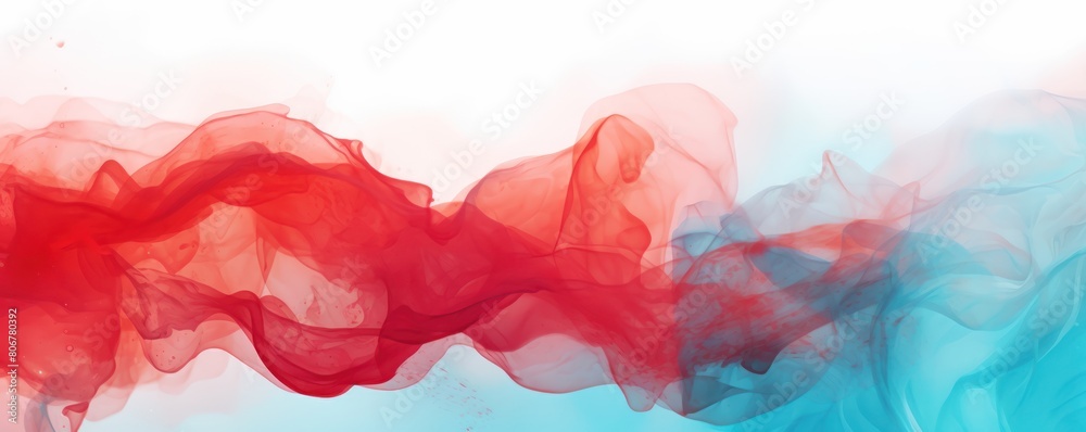 Red background abstract water ink wave, watercolor texture blue and white ocean wave web, mobile graphic resource for copy space text backdrop 