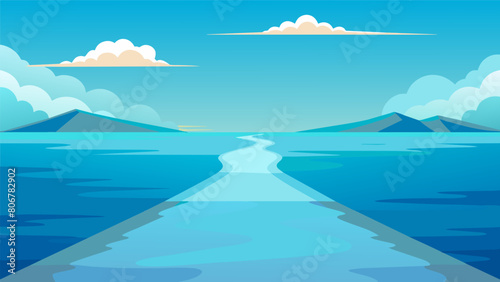 A tranquil sea stretching out as far as the eye can see with no distractions or disturbances to disrupt its peacefulness.. Vector illustration photo