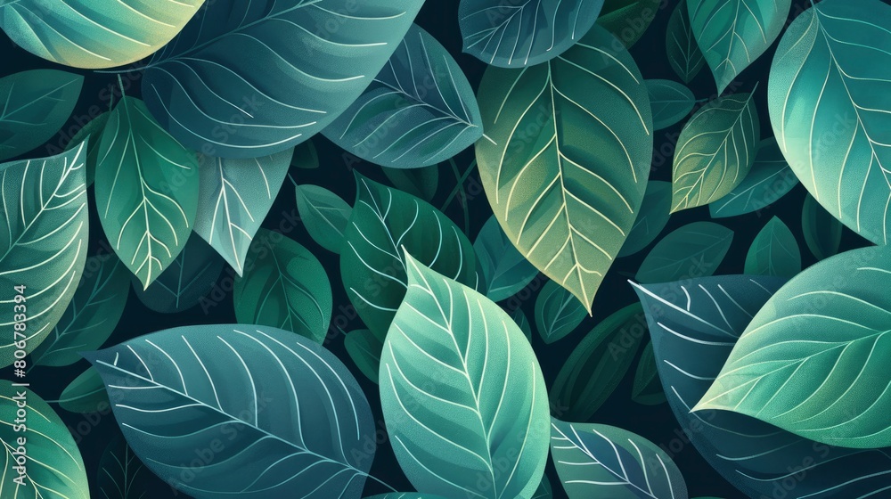 custom made wallpaper toronto digitalClose-Up Nature View Featuring Green Leaf Garden, Showcasing The Intricate Beauty And Patterns Found In Nature, Cartoon Background